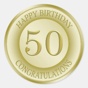 Golden effect Happy 50th Birthday Sticker