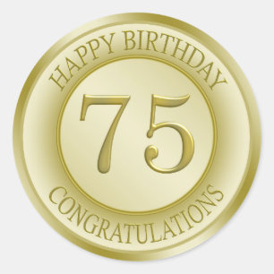 Golden effect Happy 75th Birthday Sticker