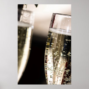 Golden Effervescence: Macro Champagne Bubbles Art Poster