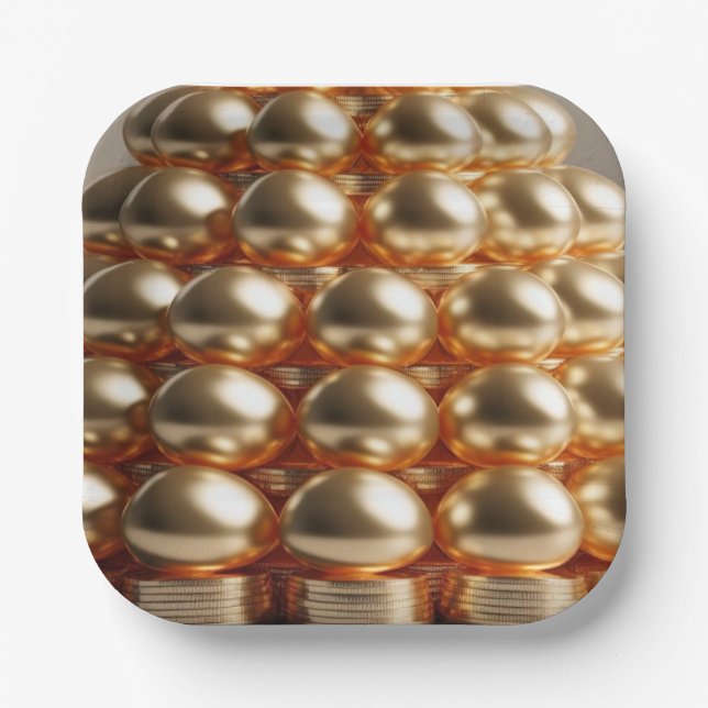 Golden eggs and good luck paper plate (Front)
