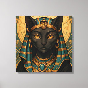 Golden Egyptian Cat Goddess   Bastet Divine Canvas Print