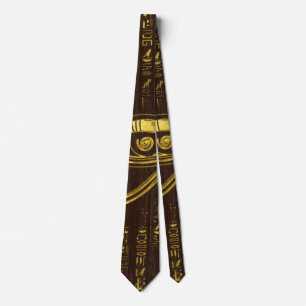 Golden Egyptian Eye of Horus  and hieroglyphics Tie