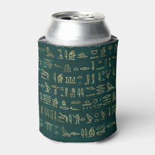 Golden Egyptian Hieroglyphs Typography Egypt Can Cooler