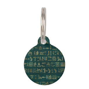 Golden Egyptian Hieroglyphs Typography Egypt Pet Tag