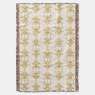 Golden Egyptian Motif Pattern Throw Blanket