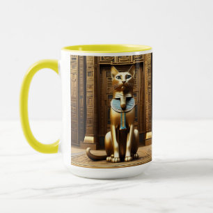 Golden Egyptian Pharaoh Cat Statue, Mug