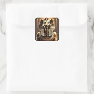Golden Egyptian Pharaoh Lion, Square Sticker