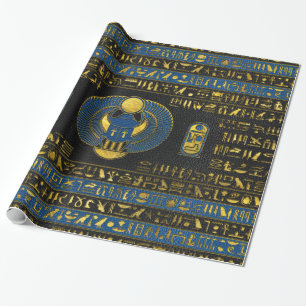 Golden Egyptian Scarab Ornament on  leather Wrapping Paper