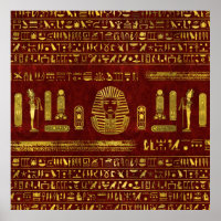 Golden Egyptian Sphinx on red leather