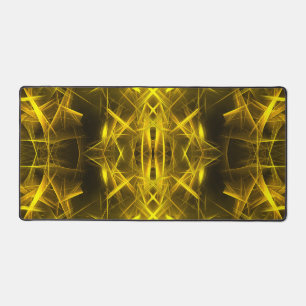Golden Electric Plasma Fractal Art Desk Mat