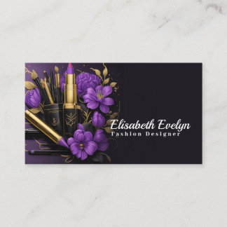 Golden Elegance and Purple Blooms g65 Business Card