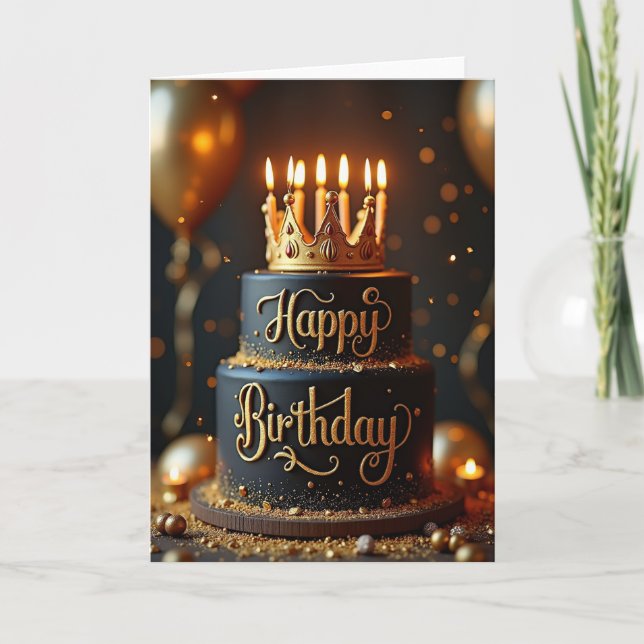 Golden Elegance Birthday Card (Front)
