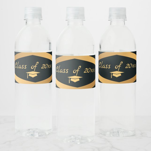 Golden Elegance Class Of Graduation Water Bottle Label (Bottles)