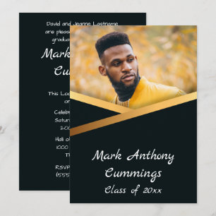 Golden Elegance Class Of Photo Graduation 2 Invitation