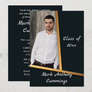 Golden Elegance Class Of Photo Graduation 3 Invitation