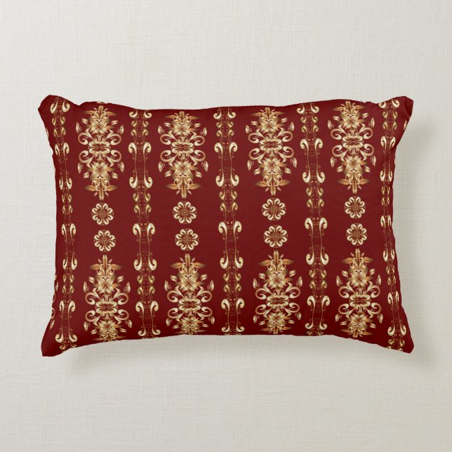 Golden Elegance: Classic Oriental Pattern. Decorative Cushion (Front)