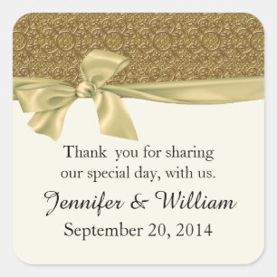 Golden Elegance Custom Wedding Favour Sticker