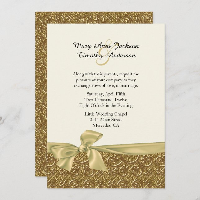 Golden Elegance Custom Wedding Invitation (Front/Back)