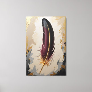 Golden Elegance Feather | Luxury Minimalist Canvas Print