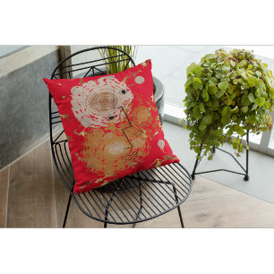 Golden Elegance Mid-Century Abstract Cushion