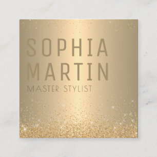 Golden Elegance Minimal Signature Square Business Card