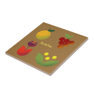Golden Elegance Modern Floral Fruit Tile