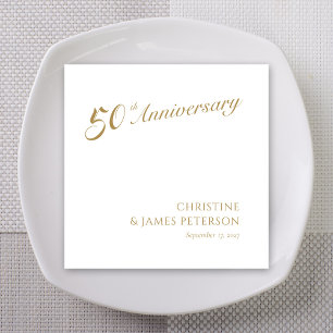 Golden Elegance: Personalised 50th Anniversary Napkin