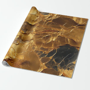 Golden Elegance Textured Marble Wrapping Paper