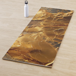 Golden Elegance Textured Marble Yoga Mat