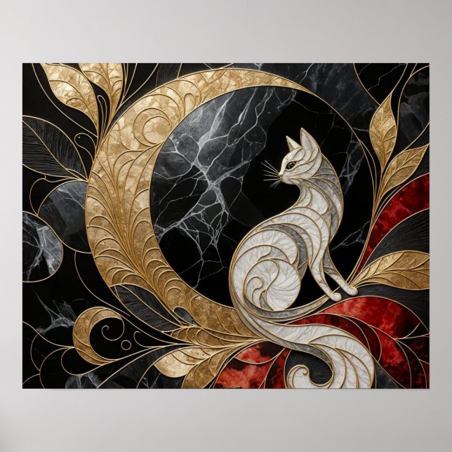 Golden Elegance: The Enchanted Cat Poster (Front)