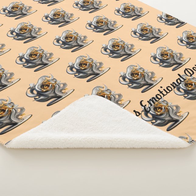 "Golden Elegance Unfolds" Sherpa Blanket (3/4)