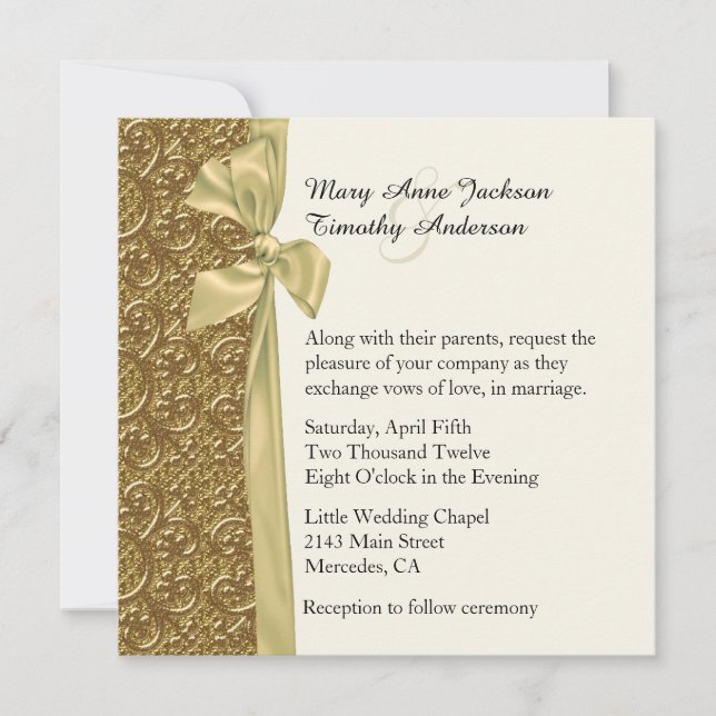 Golden Elegance Wedding Invitation (Front)