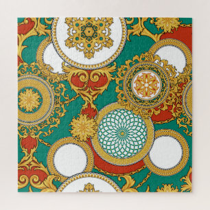 Golden Elegant Arabesque Background Jigsaw Puzzle