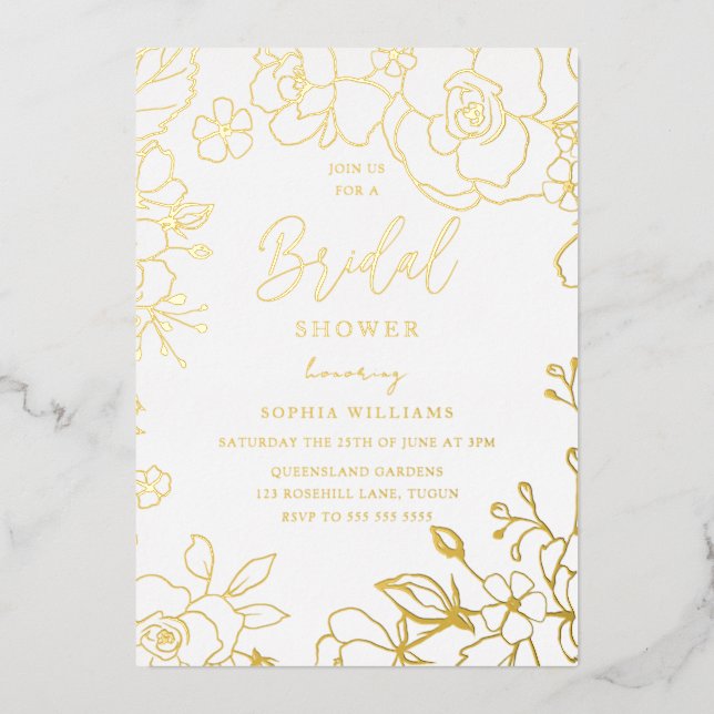 Golden Elegant Bridal Shower Flowers Real Gold (Front)