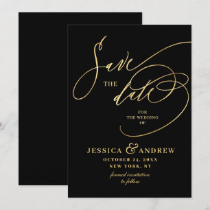 Golden Elegant Calligraphy Wedding Save the Date