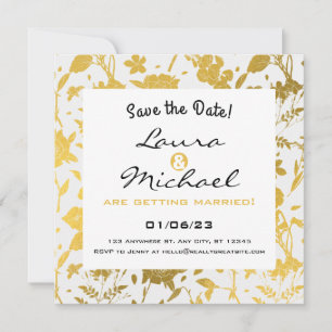 Golden Elegant Floral Wedding Invitation