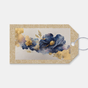 Golden Elegant Flower Gift Tag