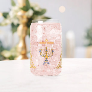 Golden Elegant Hanukkah Menorah Can Glass