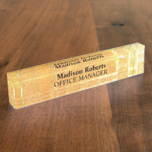 Golden elegant modern professionally desk name pla nameplate