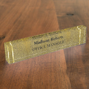 Golden elegant modern professionally nameplate