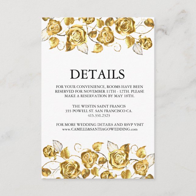 Golden Elegant modern white Wedding Invitation (Front)