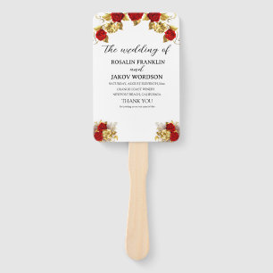 Golden Elegant modern white Wedding Invitation Hand Fan