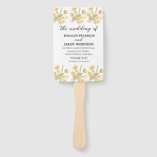 Golden Elegant modern white Wedding Invitation Hand Fan