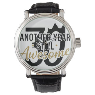 Golden Elegant Script "Awesome" Typography Black Watch