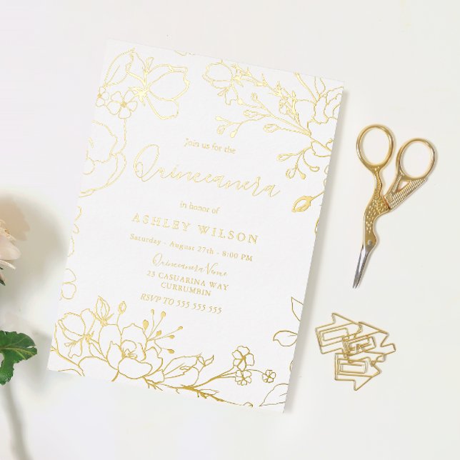 Golden Elegant White Modern Quinceanera Real Gold (Creator Uploaded)