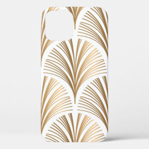 Golden elements on white background. Vintage seaml iPhone 12 Case