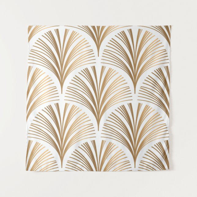 Golden elements on white background. Vintage seaml Tapestry (Front)