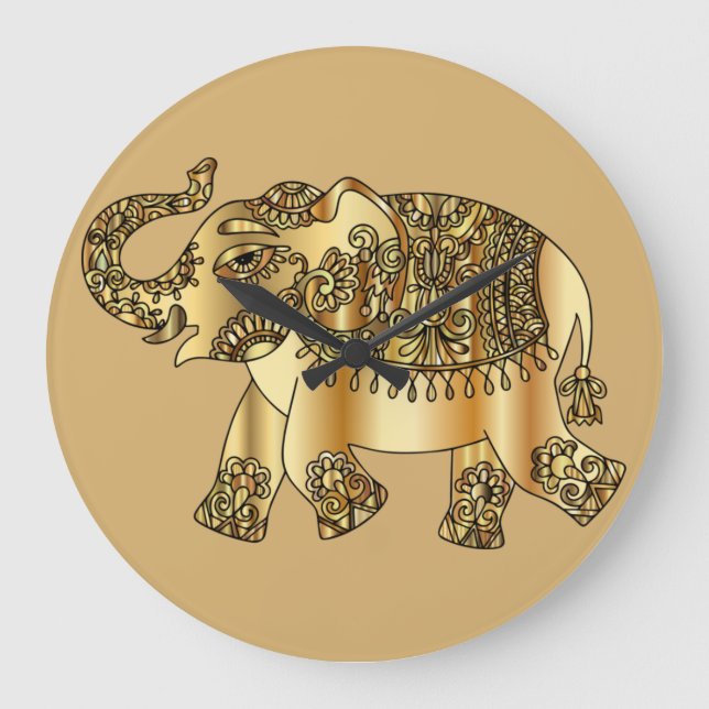 Golden Elephant Wall Clock (Front)