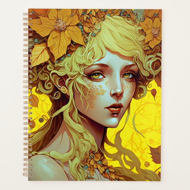 Golden Elf Fairy Fae Fantasy Art Planner (Front)