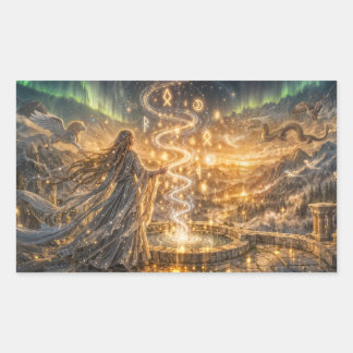 Golden Elven Fantasy Light – Impressionist Fantasy Rectangular Sticker